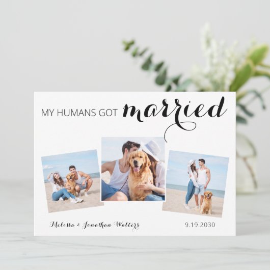 Aangepaste foto-inkuiling Pet Dog Weddenschap Save The Date (Staand voorkant)