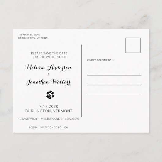 Aangepaste foto-inkuiling Pet Weddenschap Dog opsl Aankondigingskaart (Achterkant)