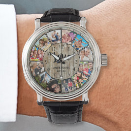 Aangepaste foto-inkuiling Rustic Farmhouse Horloge