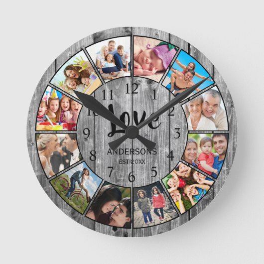 Aangepaste foto-inkuiling Rustic Farmhouse Ronde Klok (Voorkant)