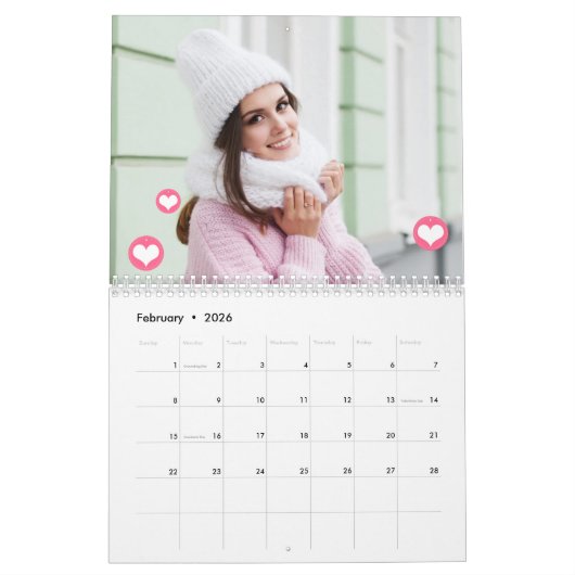 Aangepaste foto-inkuilkalender kalender (Feb 2026)
