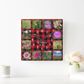 Aangepaste foto-inkuilland rode buffelplaat vierkante klok (Huis)