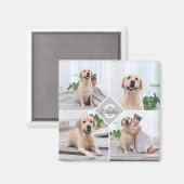 Aangepaste foto-inkuilmonogram Naam Dog Magneet (Voorkant / Achterkant)