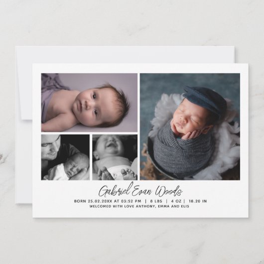 Aangepaste foto-inkuilscript bedekking Baby geboor Aankondiging (Achterkant)