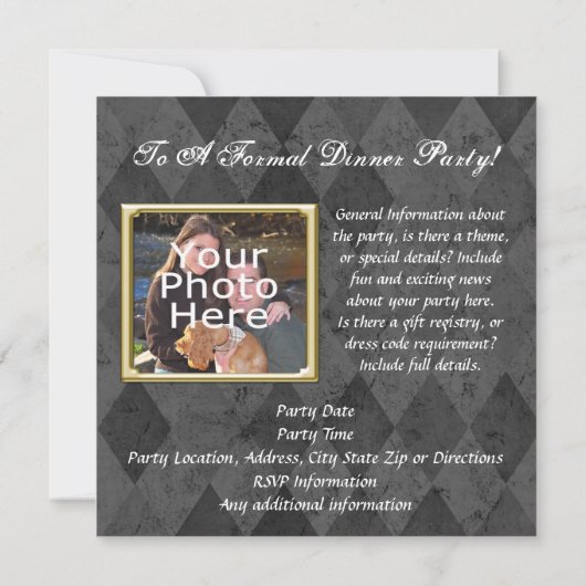 Aangepaste foto-inname of partijuitnodigingen kaart (Achterkant)