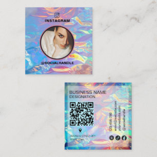 Aangepaste foto Instagram holografische Qr-code Vierkante Visitekaartje