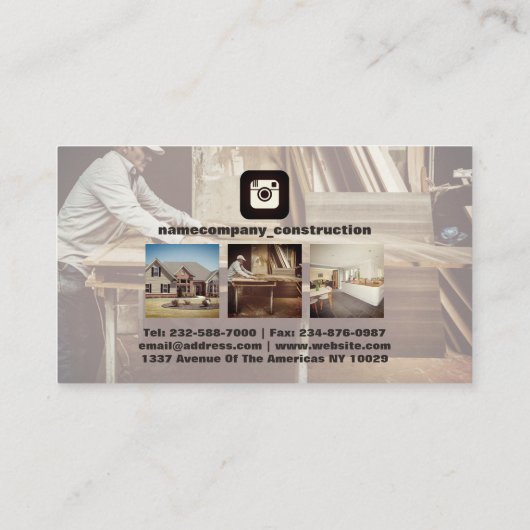 Aangepaste foto-instagram QR-code Visitekaartje (Achterkant)