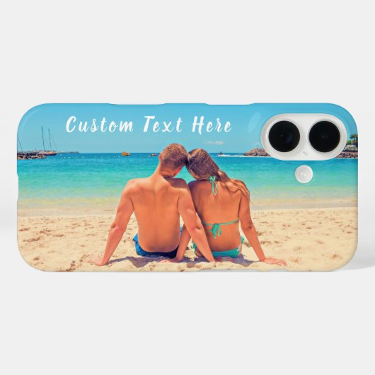 Aangepaste Foto iPhone Case met Tekst (Achterkant (horizontaal))