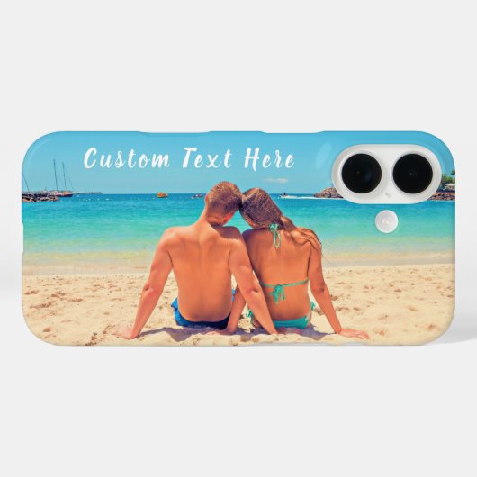 Aangepaste Foto iPhone Case met Tekst (Achterkant (horizontaal))