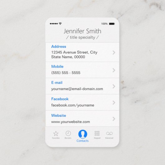 Aangepaste foto - iPhone iOS-stijl Visitekaartje (Achterkant)