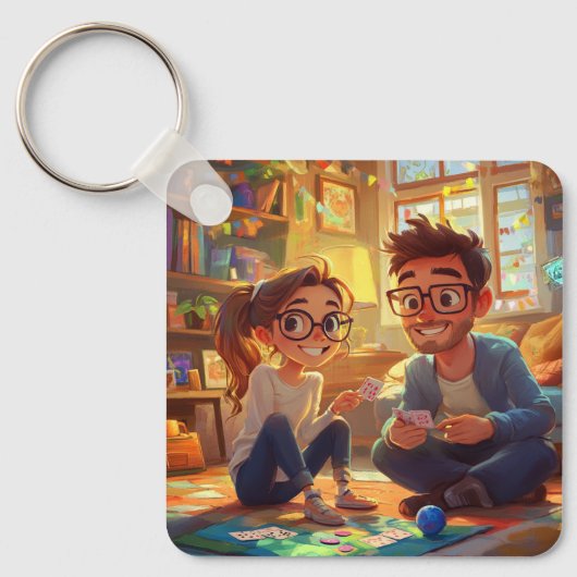 Aangepaste foto & Jaar Bruiloft Jubileum Koppels Sleutelhanger (Voorkant)