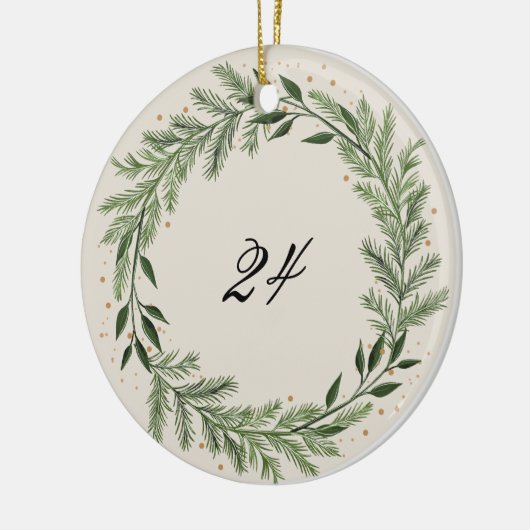 Aangepaste foto jaar Pine krans kerstcadeau Keramisch Ornament (Links)