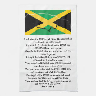 Aangepaste foto Jamaica Vlag Psalm 34 Christelijk Theedoek