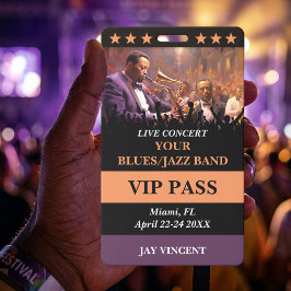 Aangepaste foto Jazz Blues Live Concert VIP-Event Badge