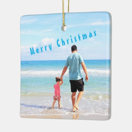 Aangepaste foto Je eigen design Beste vader - Kers Keramisch Ornament (Links)