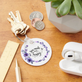 Aangepaste foto "Je maakt me gelukkig"-Sleutelhang Sleutelhanger