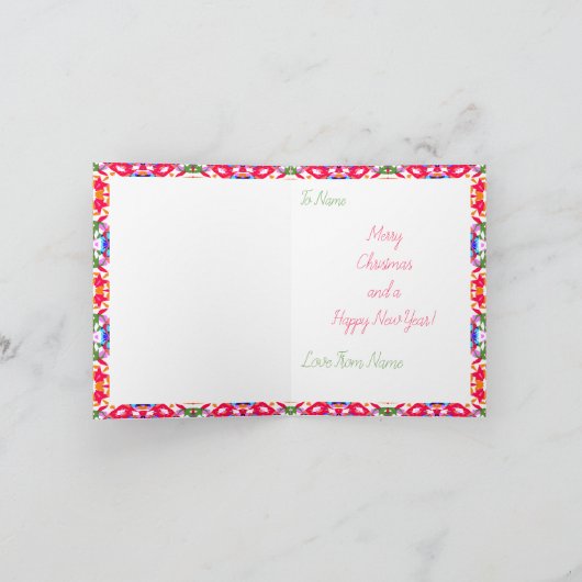 Aangepaste foto Jolly Rood Gelukkig Groen Vrolijk  Feestdagen Kaart (Binnen)