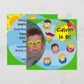 Aangepaste foto jongen zwembad partij zwemmen verj kaart (Voorkant / Achterkant)