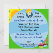 Aangepaste foto jongen zwembad partij zwemmen verj kaart (Achterkant)