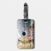 Aangepaste foto Jouw naam moderne lijnen toevoegen Bagagelabel (Achterkant verticaal)