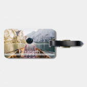 Aangepaste foto Jouw naam moderne lijnen toevoegen Bagagelabel (Achterkant horizontaal)