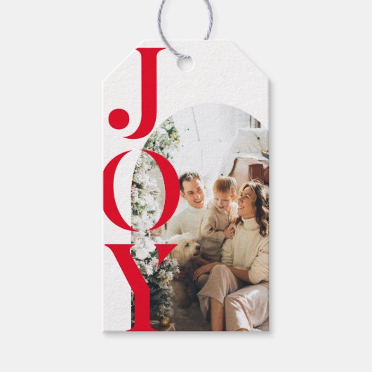 Aangepaste Foto & Joy Holiday | Gepersonaliseerd Cadeaulabel (Voorkant)