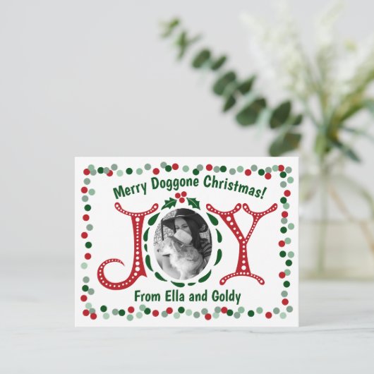 Aangepaste Foto Joy Merry Doggone Kerstmis Briefkaart (Staand voorkant)