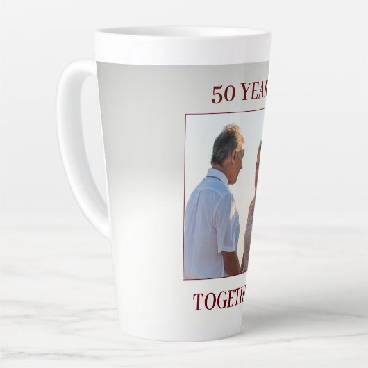 Aangepaste foto Jubileum Latte Mok (Linkerhoek)