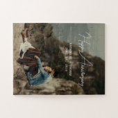 Aangepaste foto jubileum minimalistische retro bru legpuzzel (Horizontaal)