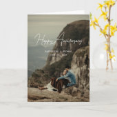 Aangepaste foto jubileum minimalistische retro kaart (Gele Bloem)