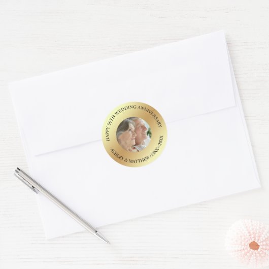 Aangepaste foto jubileum ronde sticker (Envelop)
