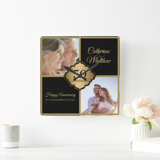 Aangepaste foto jubileum vierkante klok (Huis)