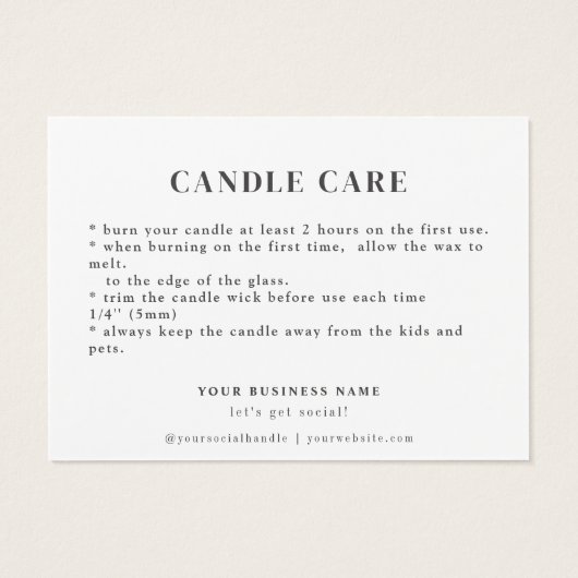 Aangepaste foto Kaars Care Script Dank u kaart (Achterkant)