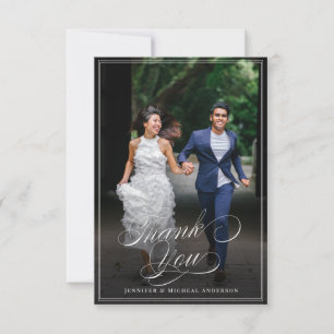 Aangepaste foto kalligrafie Elegante klassieke bru Bedankkaart