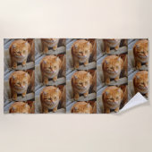Aangepaste foto kat hond huisdier strandlaken (Voorkant)