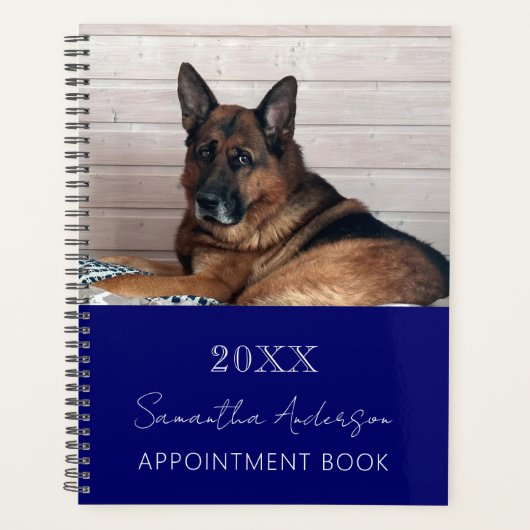 Aangepaste foto kat huisdier marine blauw 2026 planner (Voorkant)