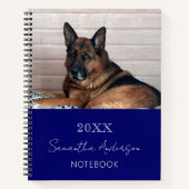 Aangepaste foto kat huisdier marine blauw notitieboek (Voorkant)