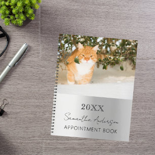 Aangepaste foto kat huisdier zilver 2026 planner