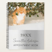 Aangepaste foto kat huisdier zilver 2026 planner (Voorkant)
