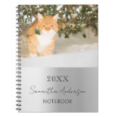 Aangepaste foto kat huisdier zilver notitieboek (Voorkant)