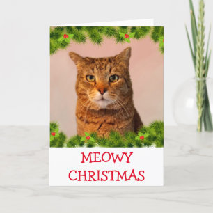 Aangepaste foto kat kerst feestdagen kaart