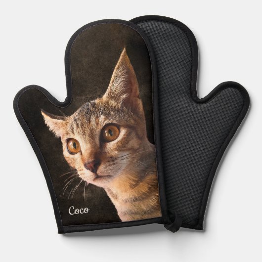 Aangepaste foto Kat of Hond met Naam Sjabloon Ovenwant (Voorkant / Achterkant)