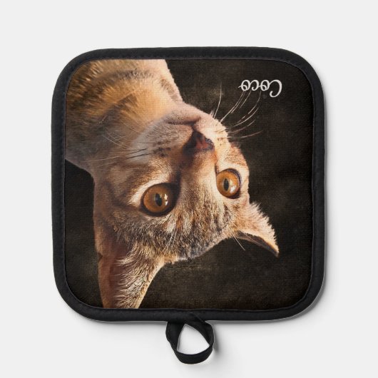 Aangepaste foto Kat of Hond met Naam Sjabloon Pannenlap (Voorkant)