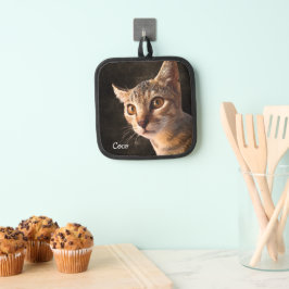 Aangepaste foto Kat of Hond met Naam Sjabloon Pannenlap