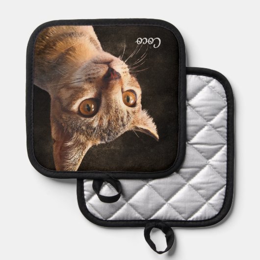 Aangepaste foto Kat of Hond met Naam Sjabloon Pannenlap (Voorkant / Achterkant)