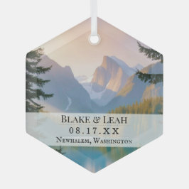 Aangepaste foto keepsake bruiloft ornament berg