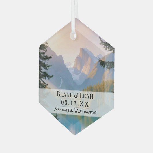 Aangepaste foto keepsake bruiloft ornament berg (Voorkant links)