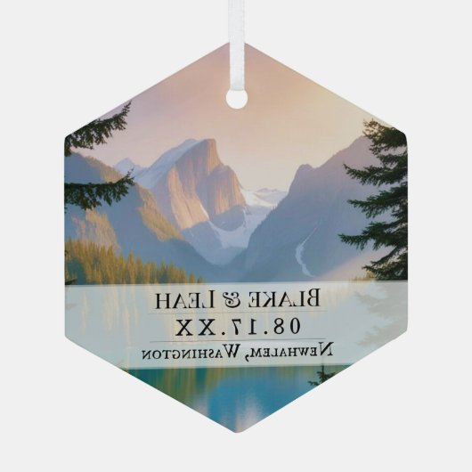 Aangepaste foto keepsake bruiloft ornament berg (Achterkant)