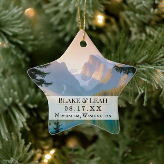 Aangepaste foto keepsake bruiloft ornament berg (Boom)