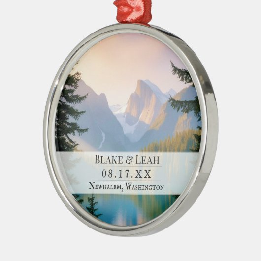 Aangepaste foto keepsake bruiloft ornament berg (Links)